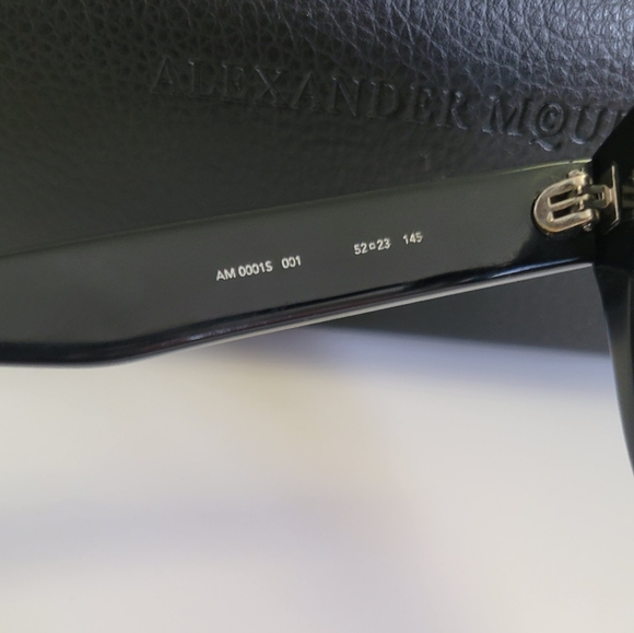 ALEXANDER MCQUEEN Oversized Black  Sunglasses Silver Metal Accent - Picture 7 of 9